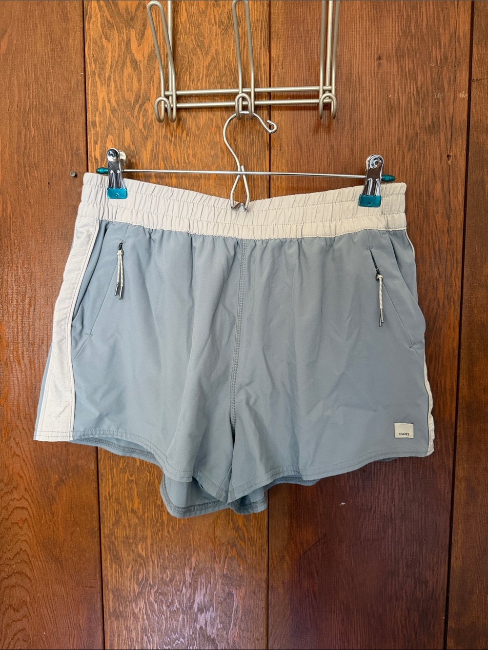 Light Blue Women’s Athletic Shorts with White Waistband